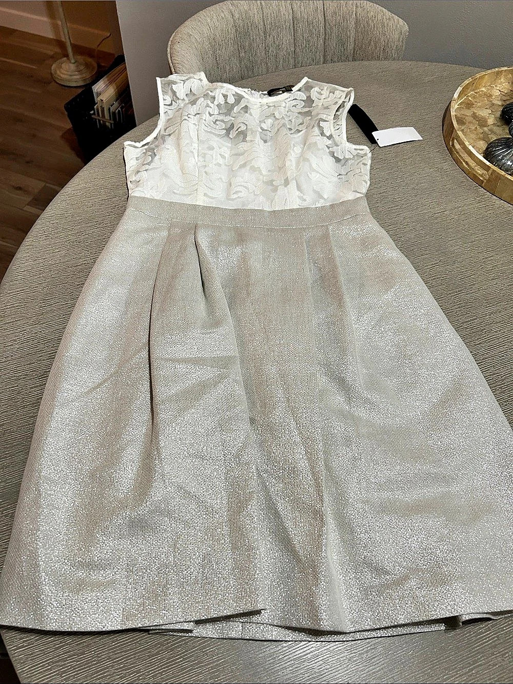 Cynthia Steffe Floral Lace Metallic Midi Dress Size 10 NWT